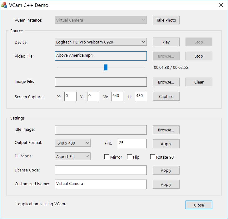 VCam SDK screenshot VCam SDK screenshot